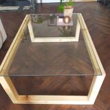 Solid wood table (pine) and glass top