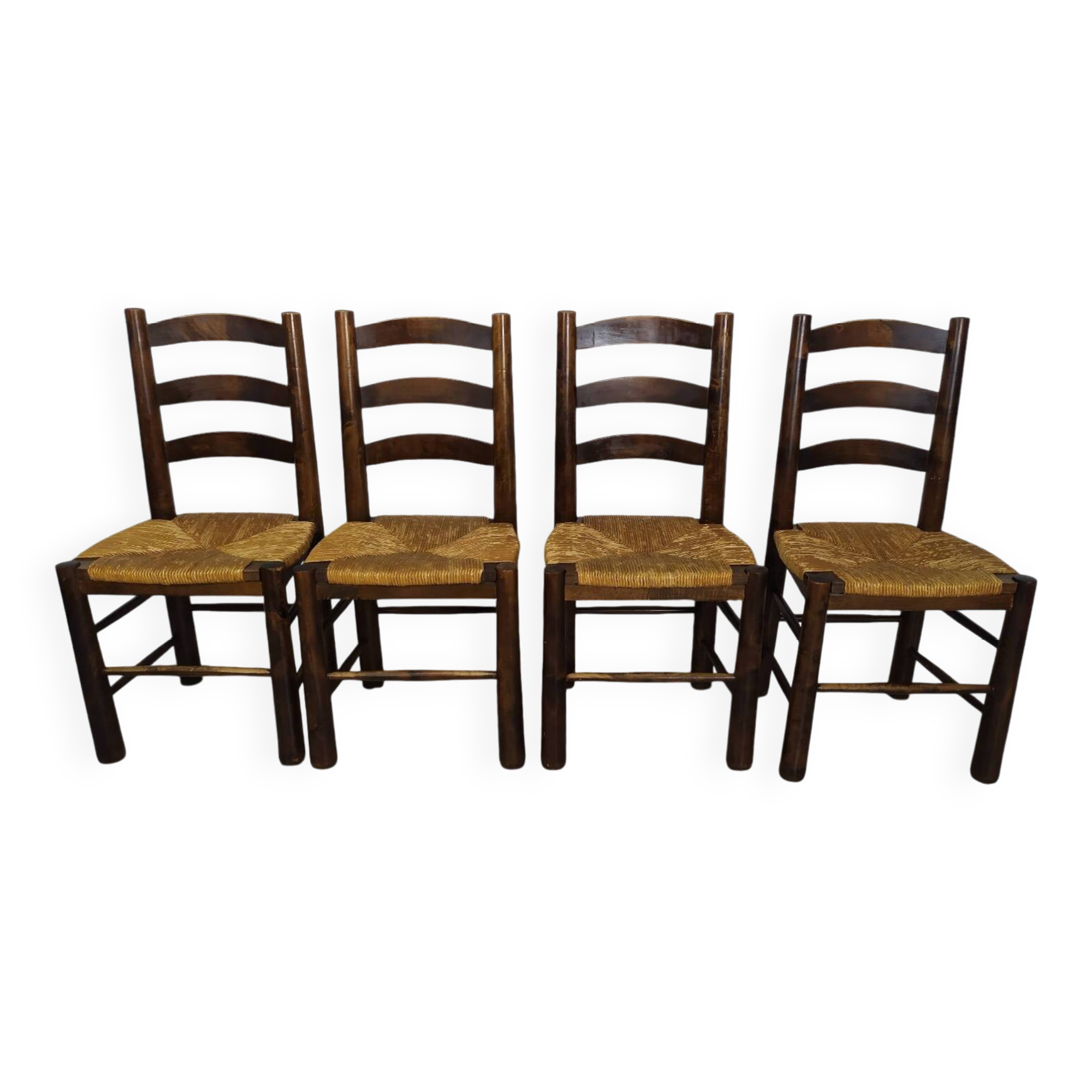 4 chaises brutaliste paille