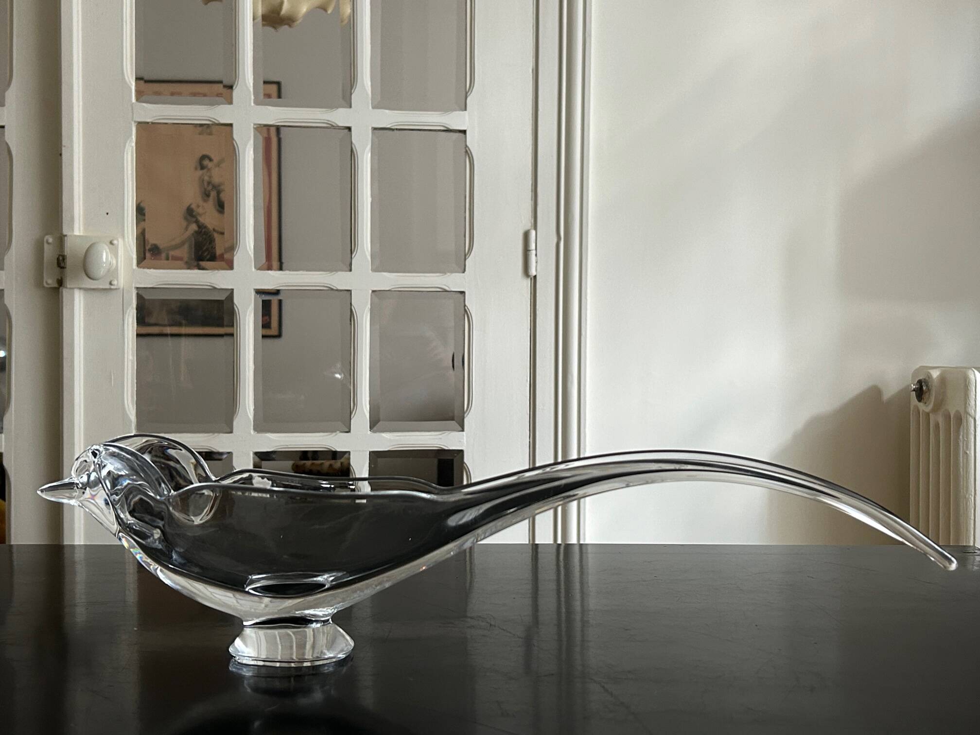 large crystal bird bowl