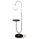 1940s Art Deco Chrome Floor Lamp with Opaline Globe and Side Table