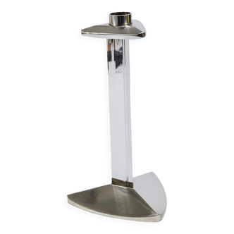 Riedel x Mesa postmodern chandeliers in silver and crystal, Italy, 1980.