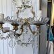 Pair of 3-light bronze and crystal wall lights