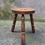 Turned wooden tripod stool