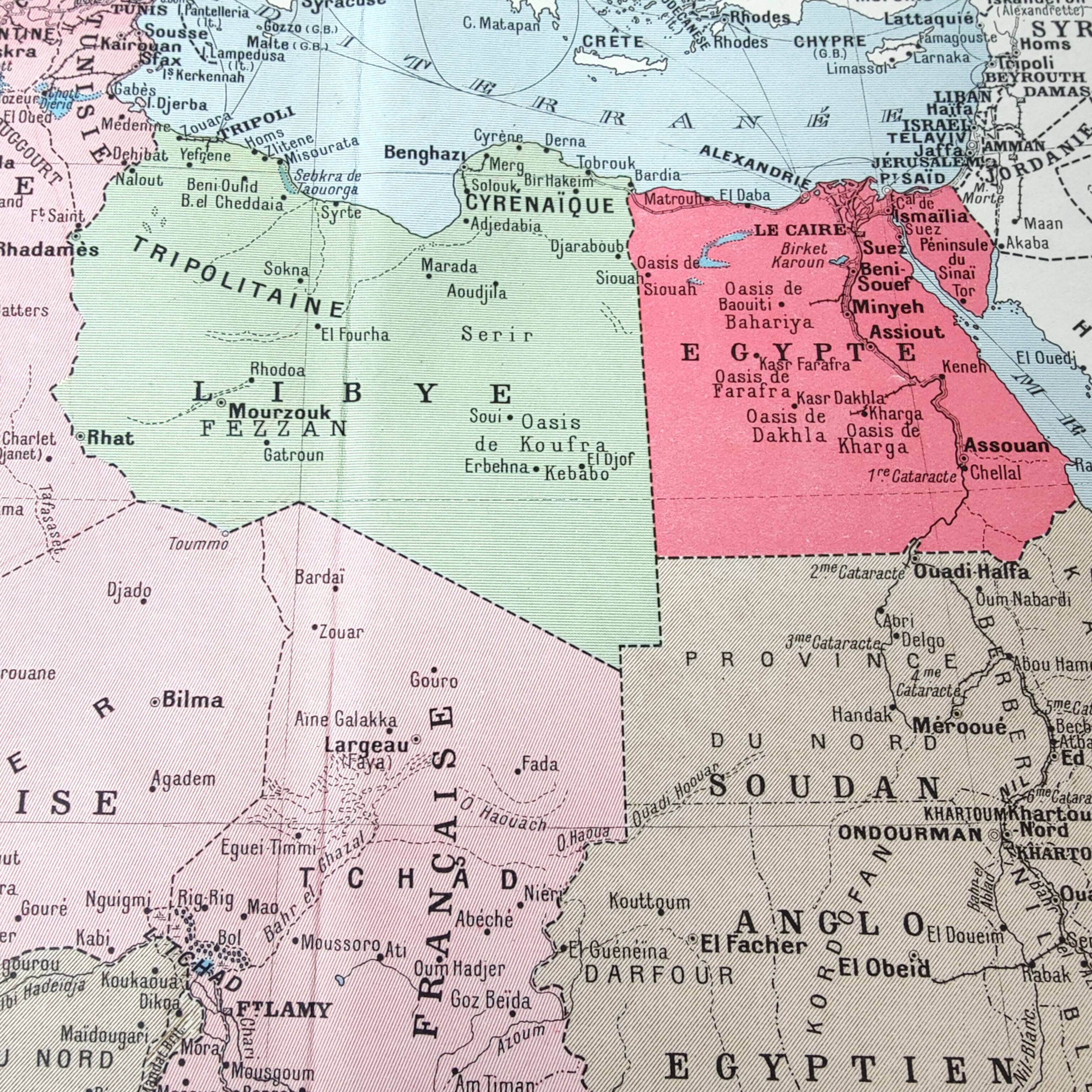 Old Africa map 43x43cm from 1950