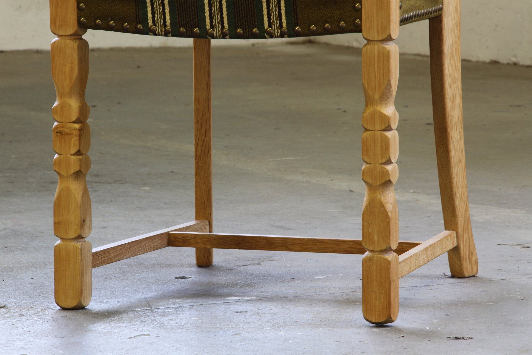 Danish modern brutalist oak dining chairs by Henning Kjærnulf, 1960s, set of 6