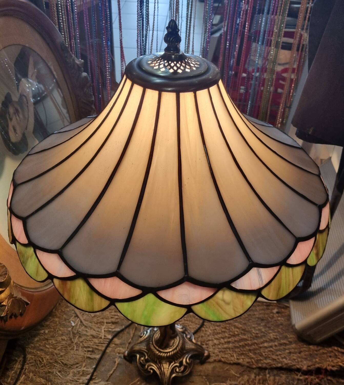 Art Deco lamp, bronze & glass paste
