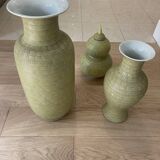 Set of soft green asiatide vases