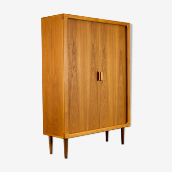 Danish Teak Cabinet with Tambour Doors from Dyrlund, 1970s
