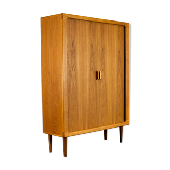 Danish Teak Cabinet with Tambour Doors from Dyrlund, 1970s