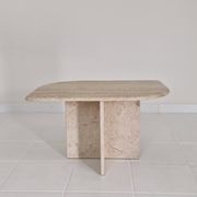 Travertine Coffee or Side Table in Teardrop Shape, Italy 1980s