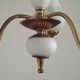 3 Light Vintage French Chandelier Gold Metal Glass Column & Decorated Shade