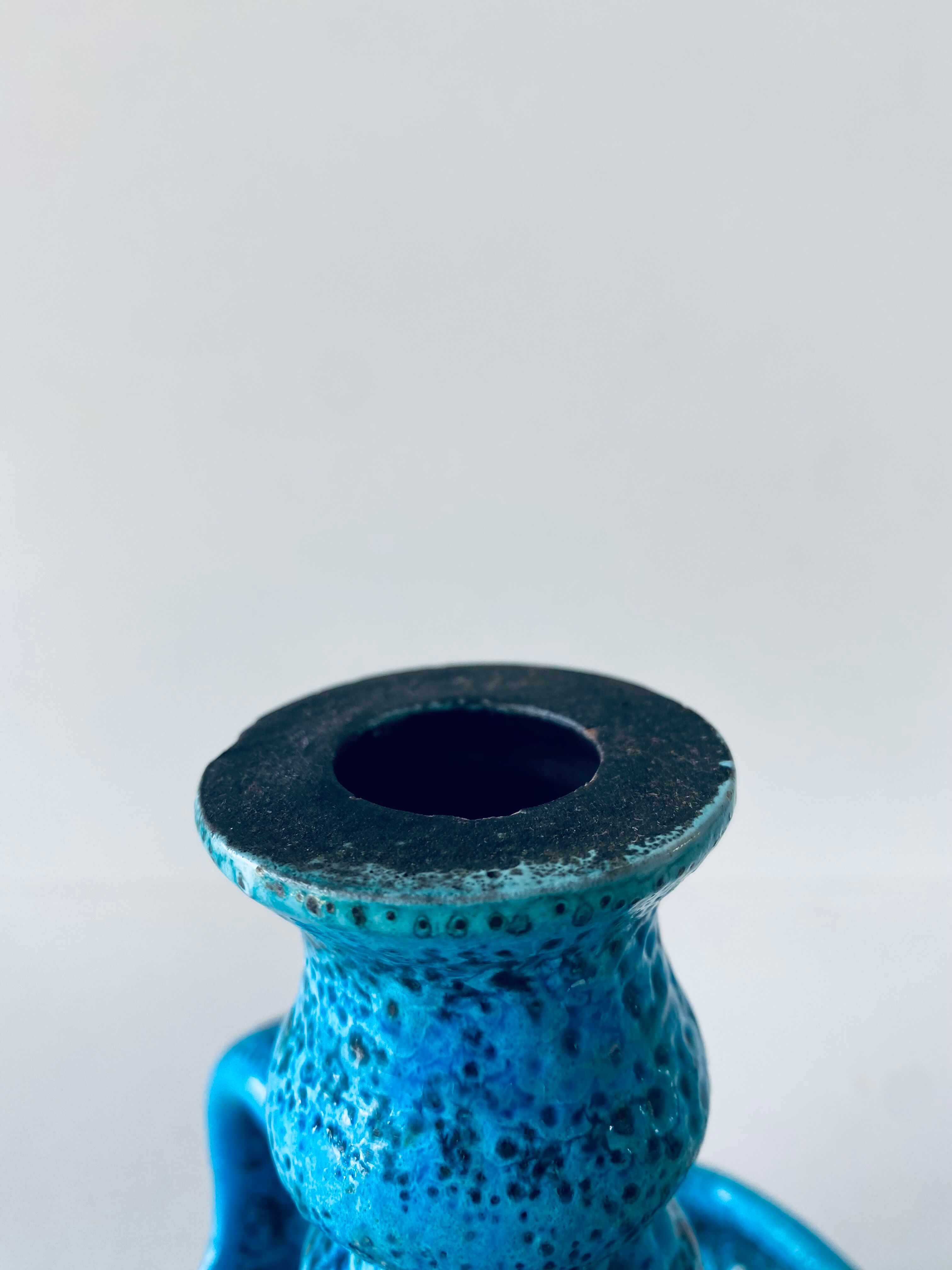 Candle holder fat lava blue