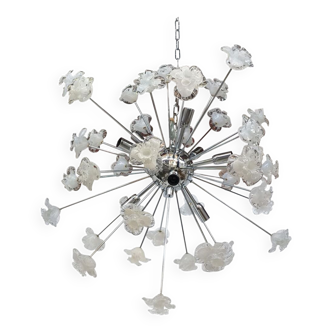 Suspension fleurs blanches murano verre spoutnik