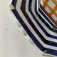 HB Quimper octagonal butter dish, hand-painted graphic design.