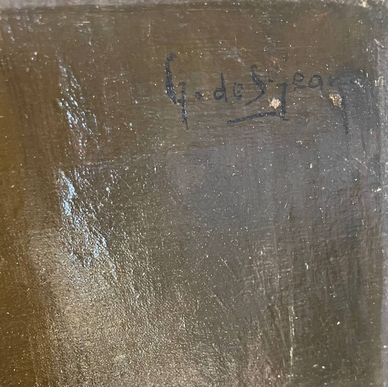 Old painting The beggar woman by G. De Saint Jean, 19th century