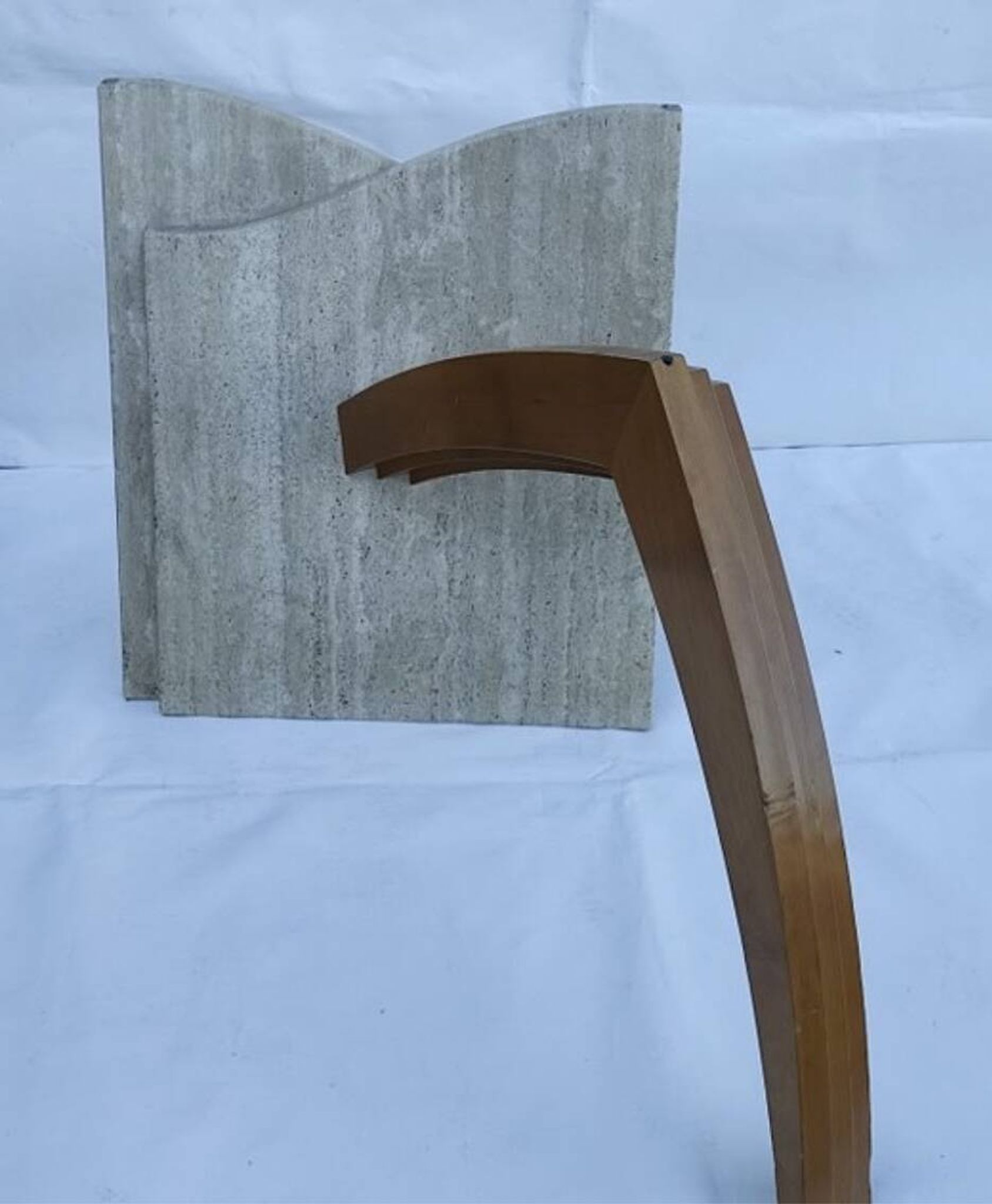 Original Italian glass and travertine marble dining table office desk