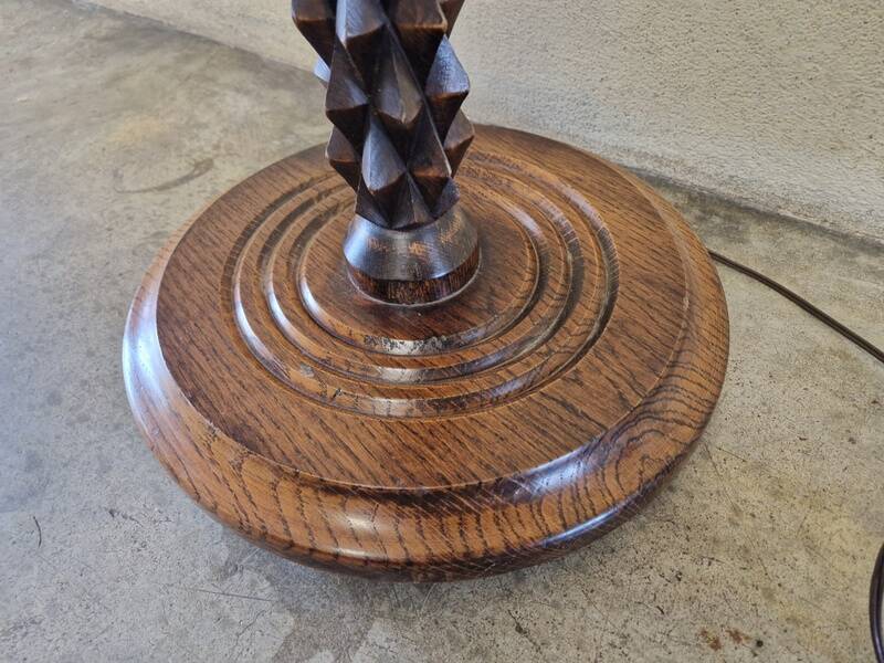 Oak floor lamp - In the style of Charles Dudouyt - Brutalist design