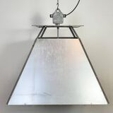 Large Silver Industrial Factory Pebdant Lamp, 1970s