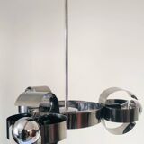 Space Age 3-light chandelier in chrome metal, 1970s