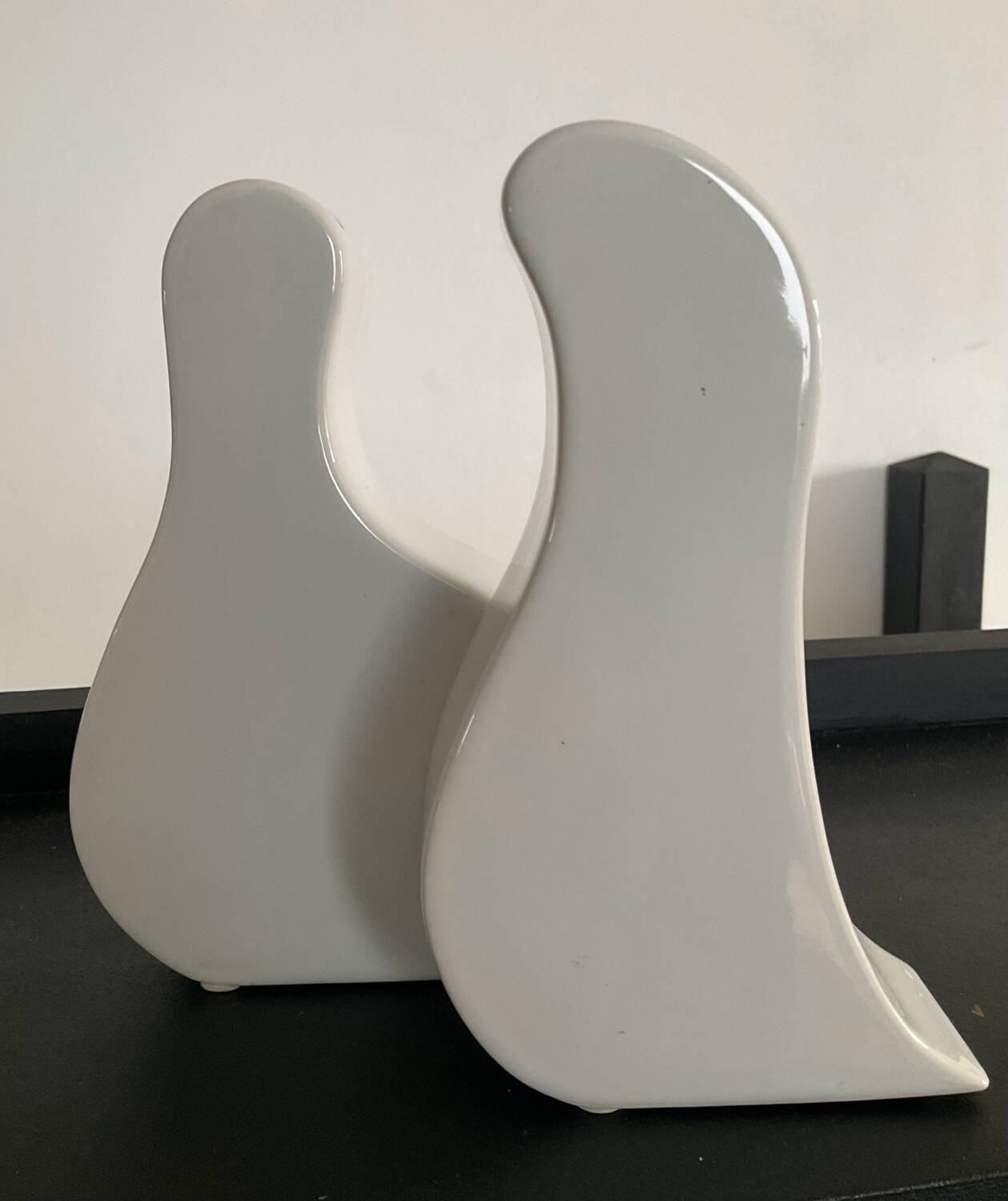 Pair of vintage glazed ceramic vases in an organic shape