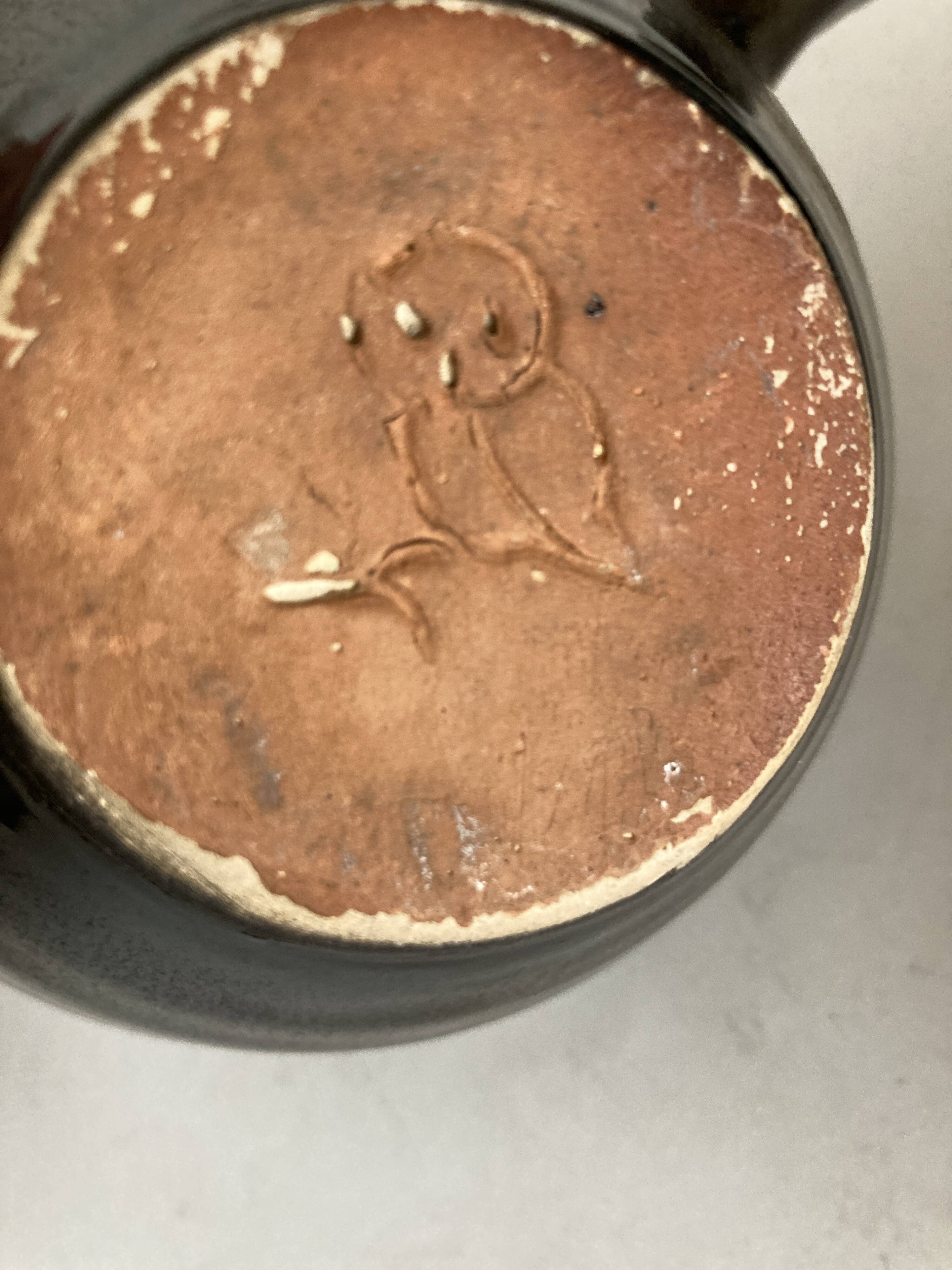 Signed mid century 1960 glazed earth cup