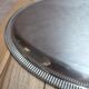 Vintage silver-plated metal tray with a segmented glass aperitif dish.