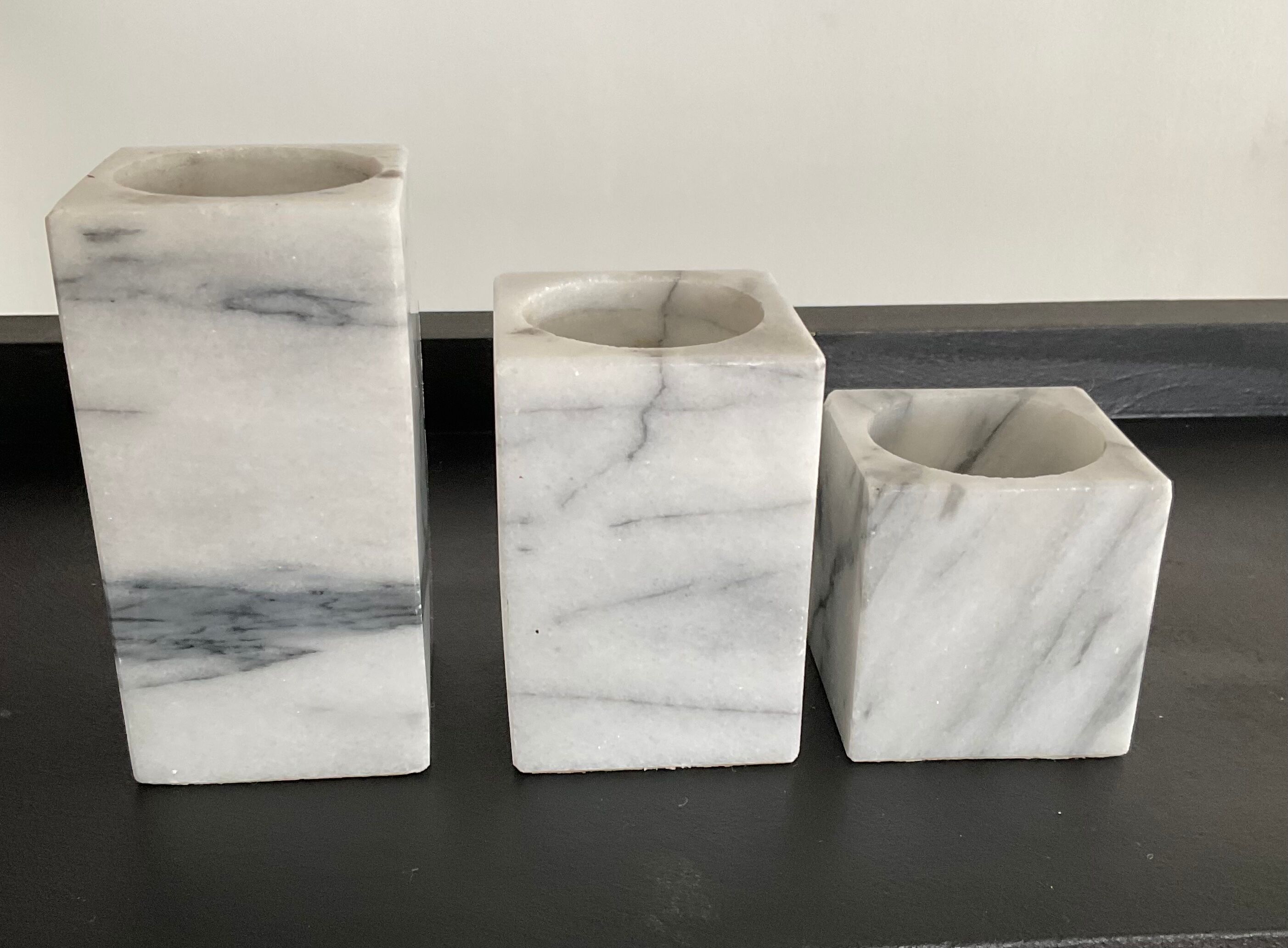 Trio Of marble candle holders from the 70s