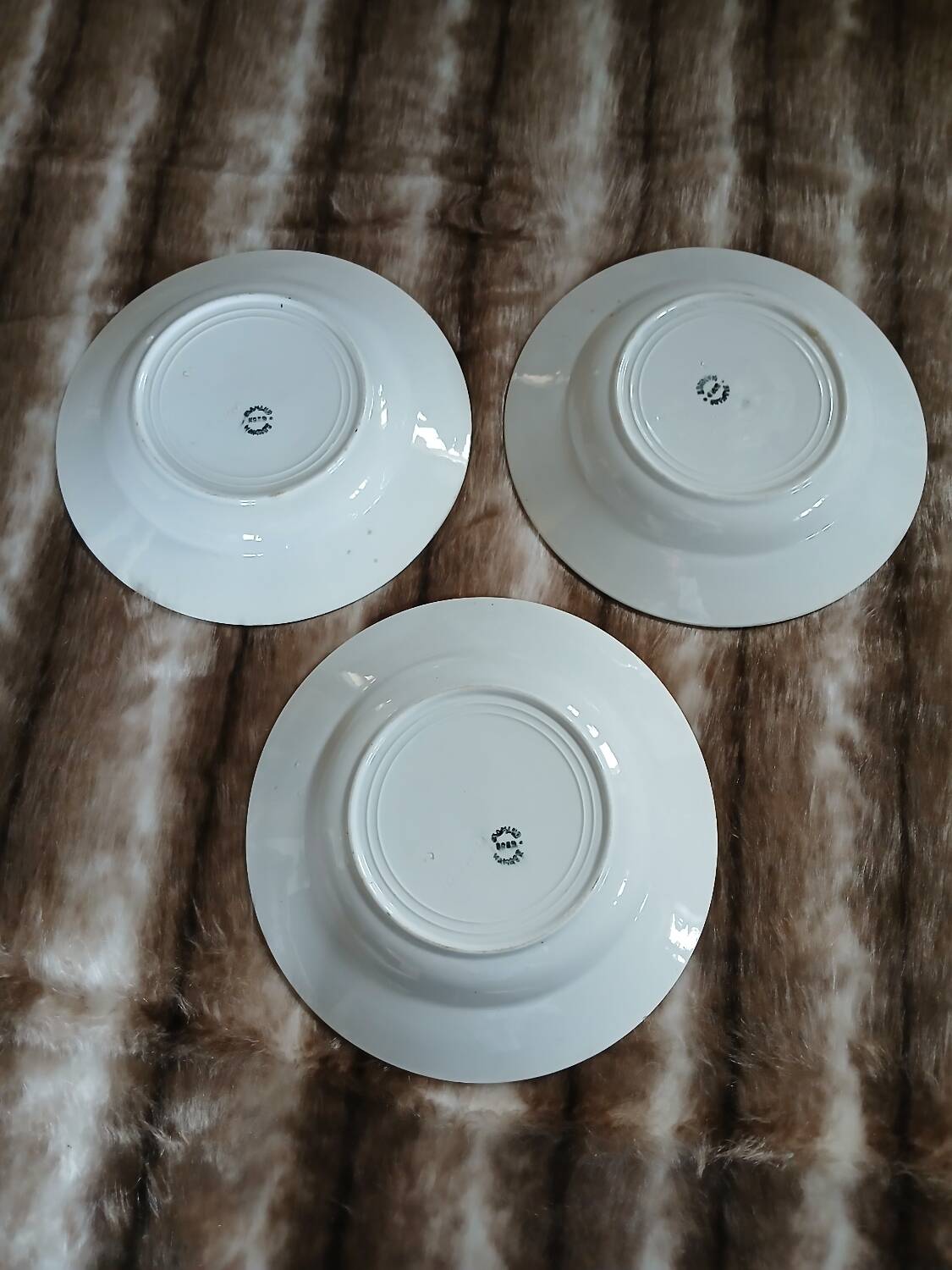 3 antique deep plates from St Amand and Hamage