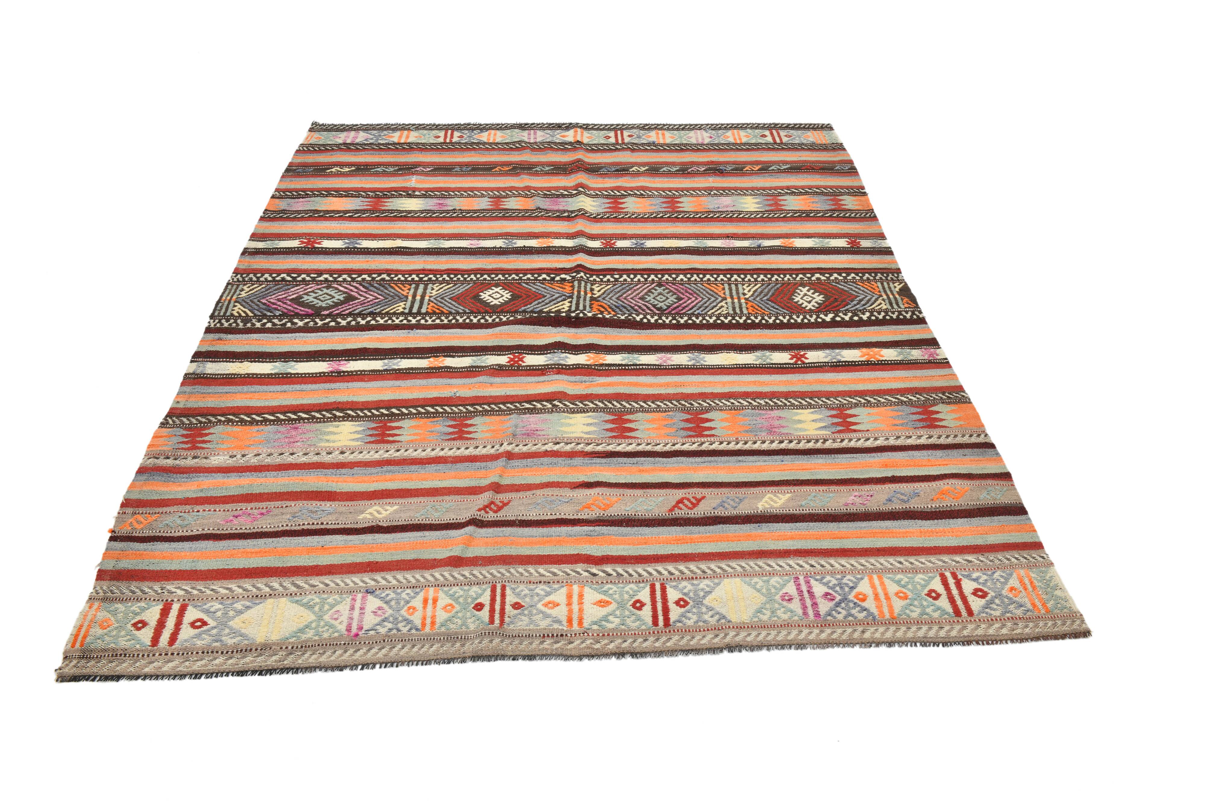 5x7 Modern Mid Century Antique Kilim Rug, 161x206Cm