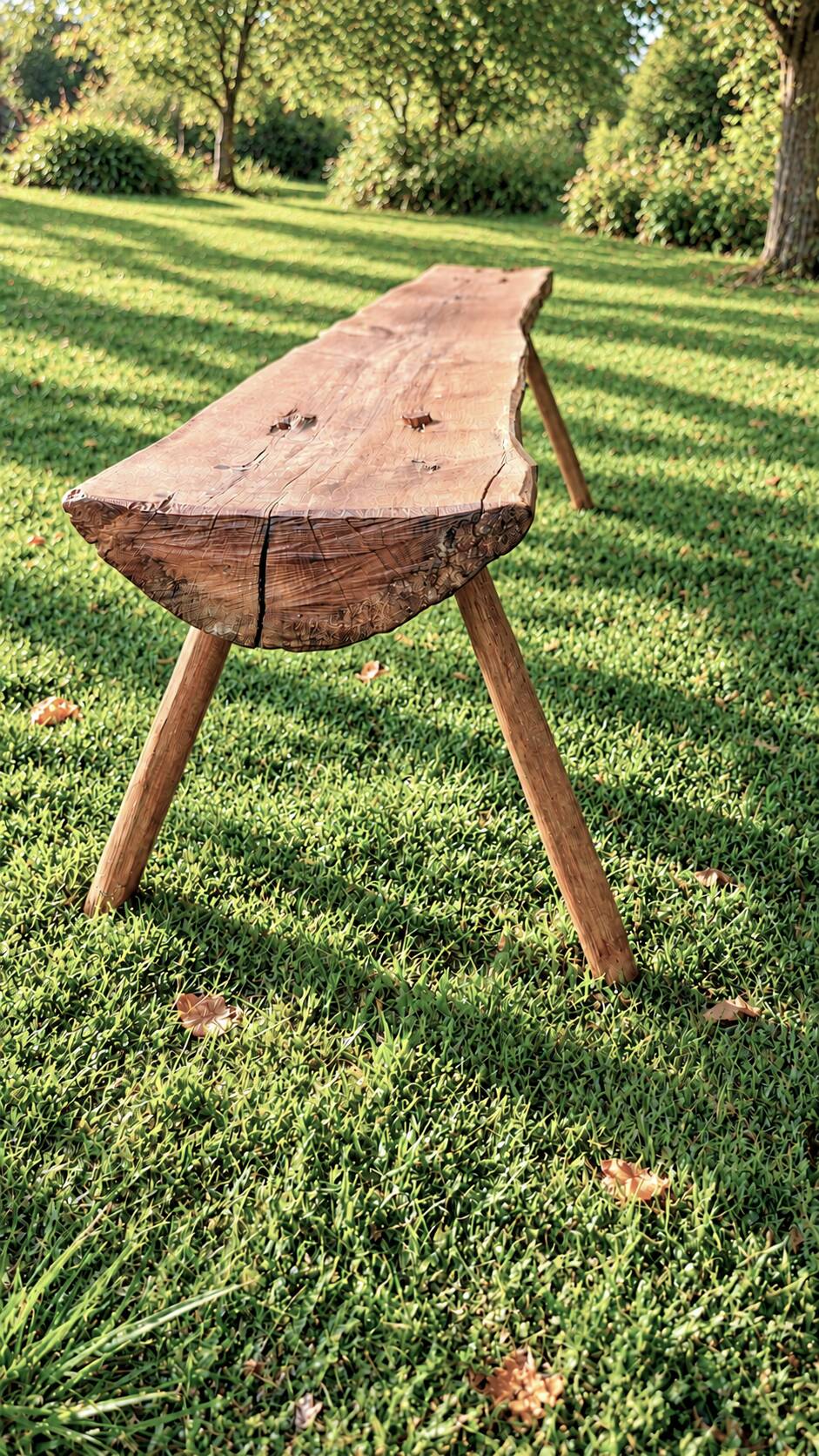 Pair of antique farmhouse benches in solid wood – brutalist style – 180 cm