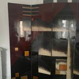 Lacquer screen year 70 geometric art-Deco patterns