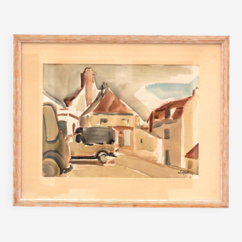 Painting on paper by Marius Woulfart (1905 - 1991), circa 1940