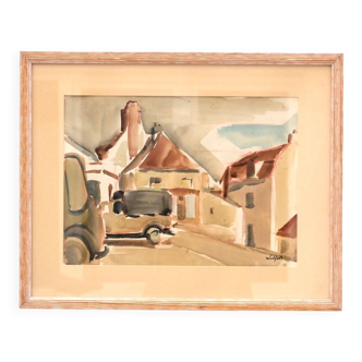 Painting on paper by Marius Woulfart (1905 - 1991), circa 1940