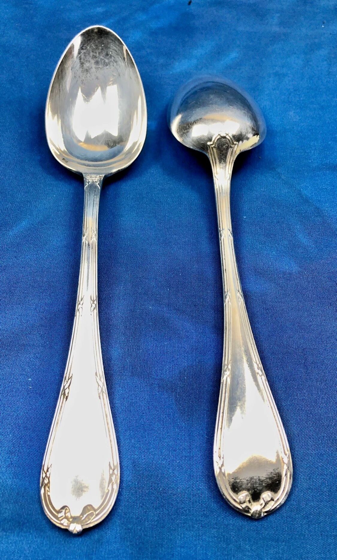 6 silver-plated metal tablespoons Christofle model Crossed Ribbons