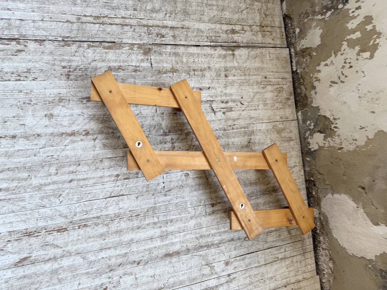 Pine wall coat rack 1980