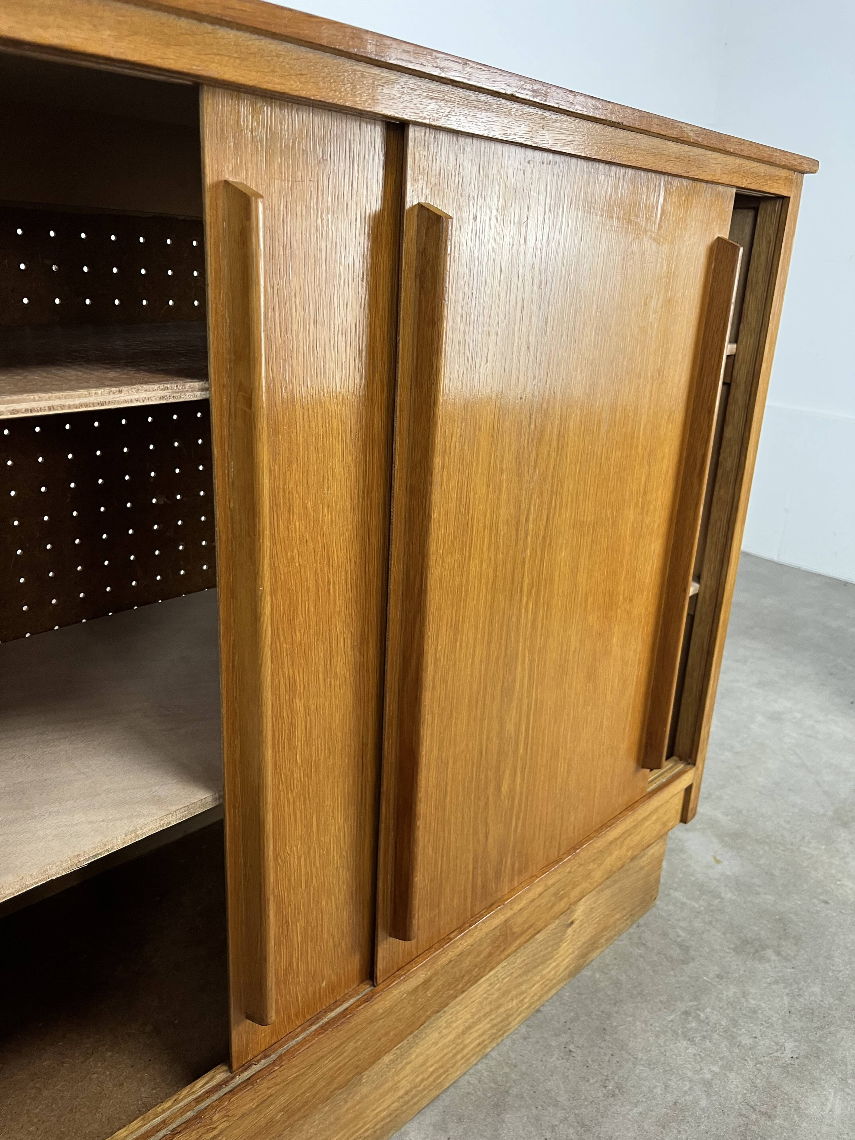 50s sliding door sideboard, wood, vintage