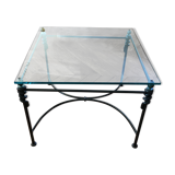 Table basse en verre et fer forgé