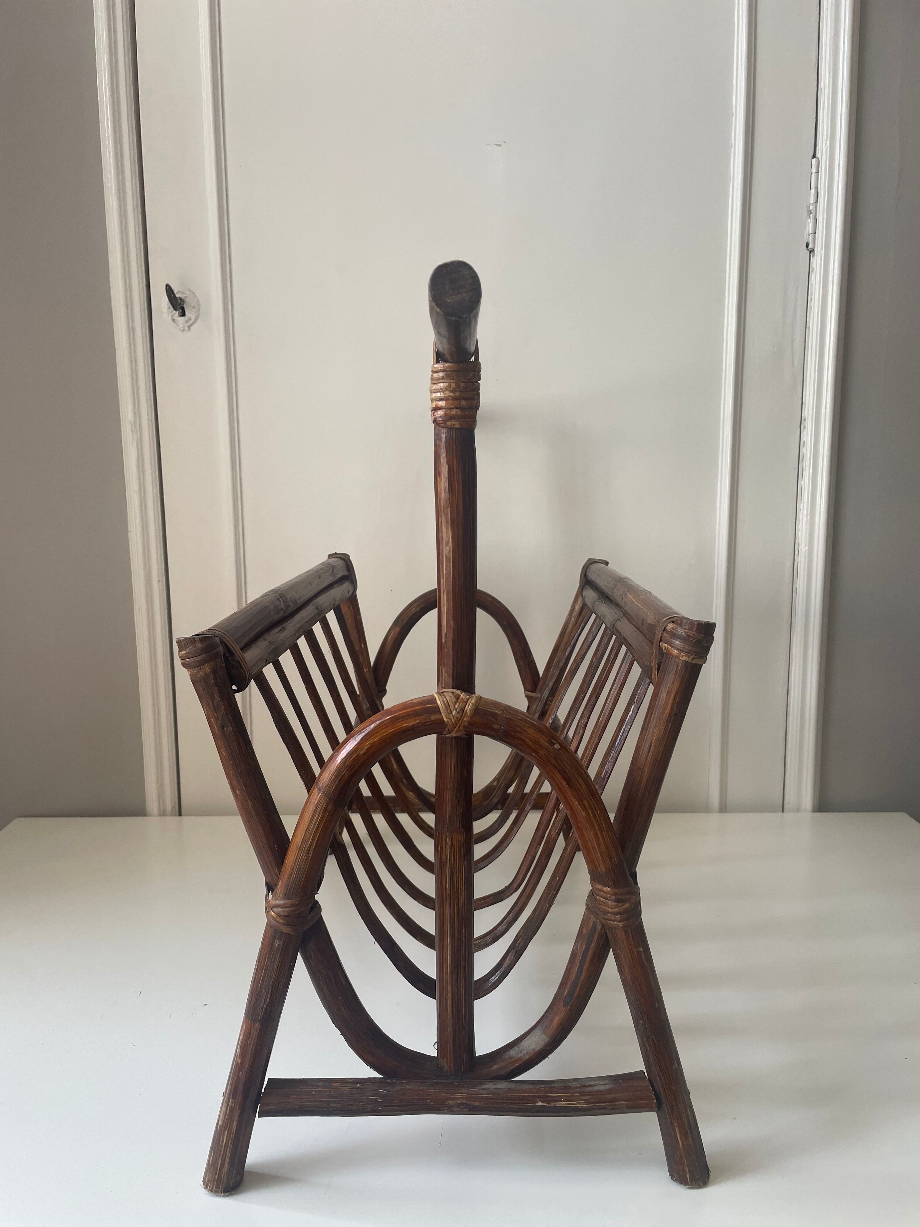 Rattan magazine holder