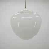 Midcentury Glass and White Bakelite Chandelier, Czechoslovakia, 1960s