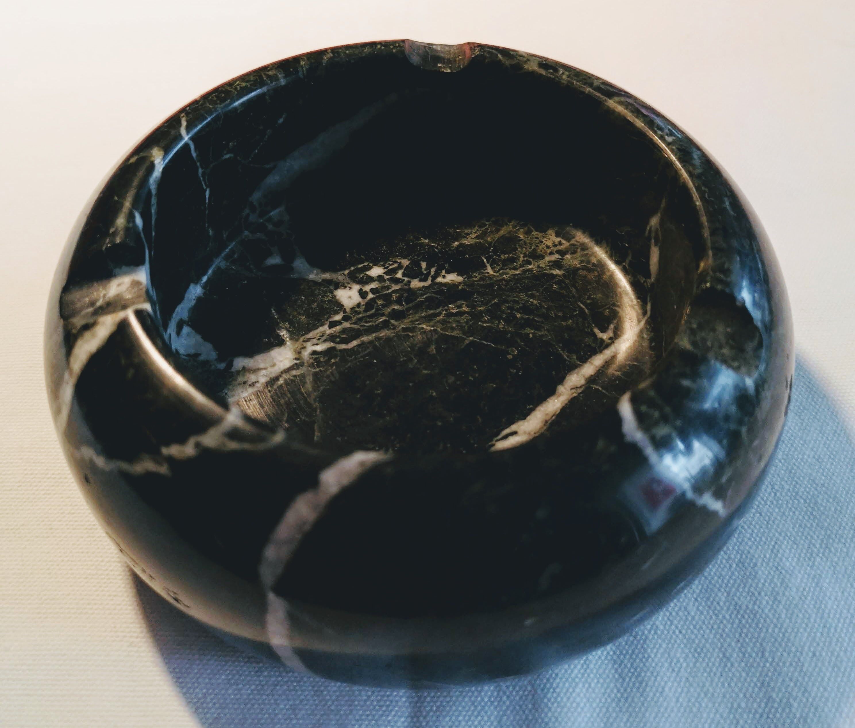 Paper press ball and marble ashtray