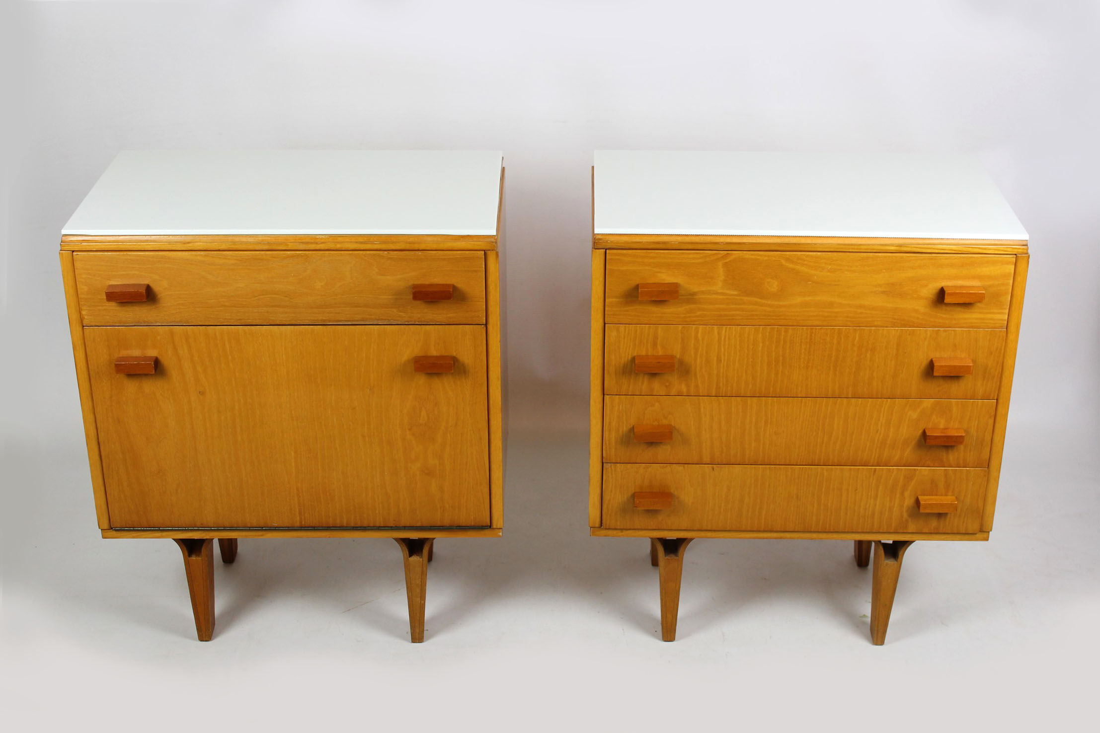 Set of 2 nightstands with glass tops from N. Domov, 1970s