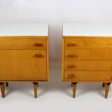 Set of 2 nightstands with glass tops from N. Domov, 1970s