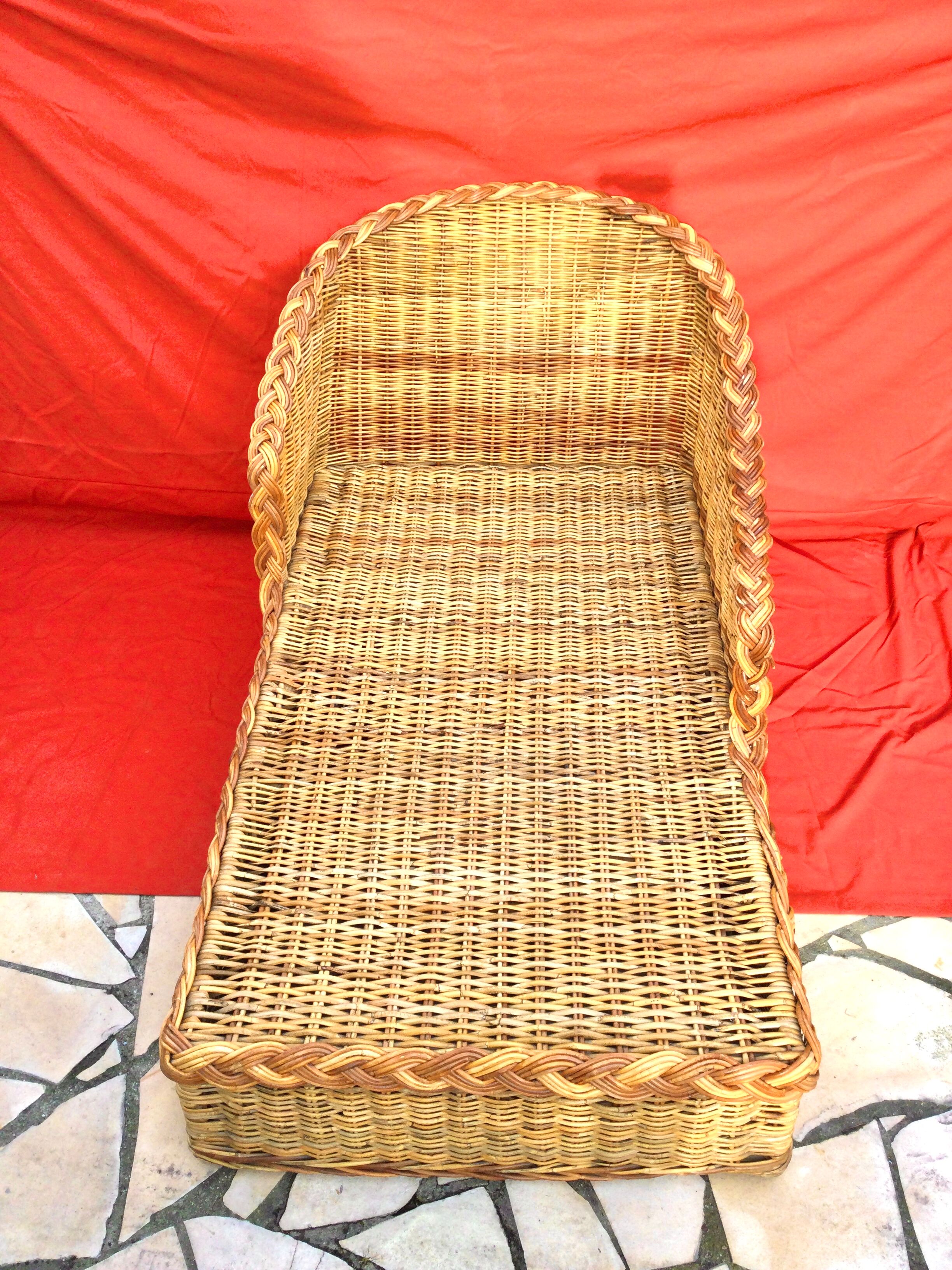 Méridienne en osier vintage