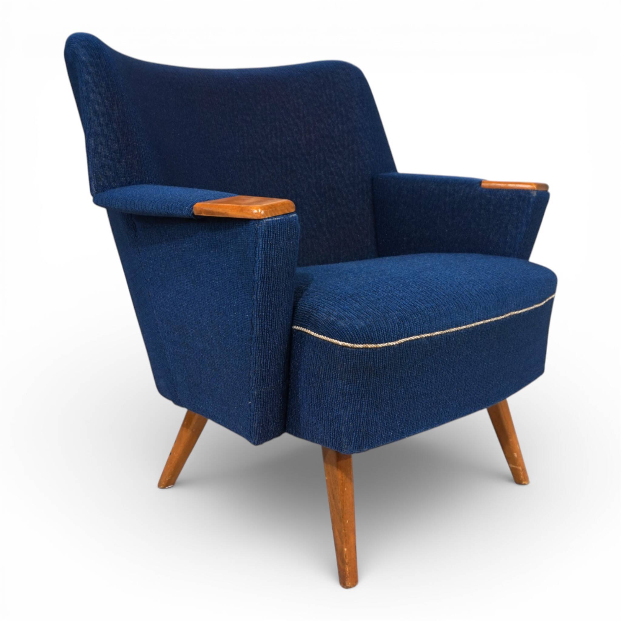 Blue cocktail chair MCM, 1950