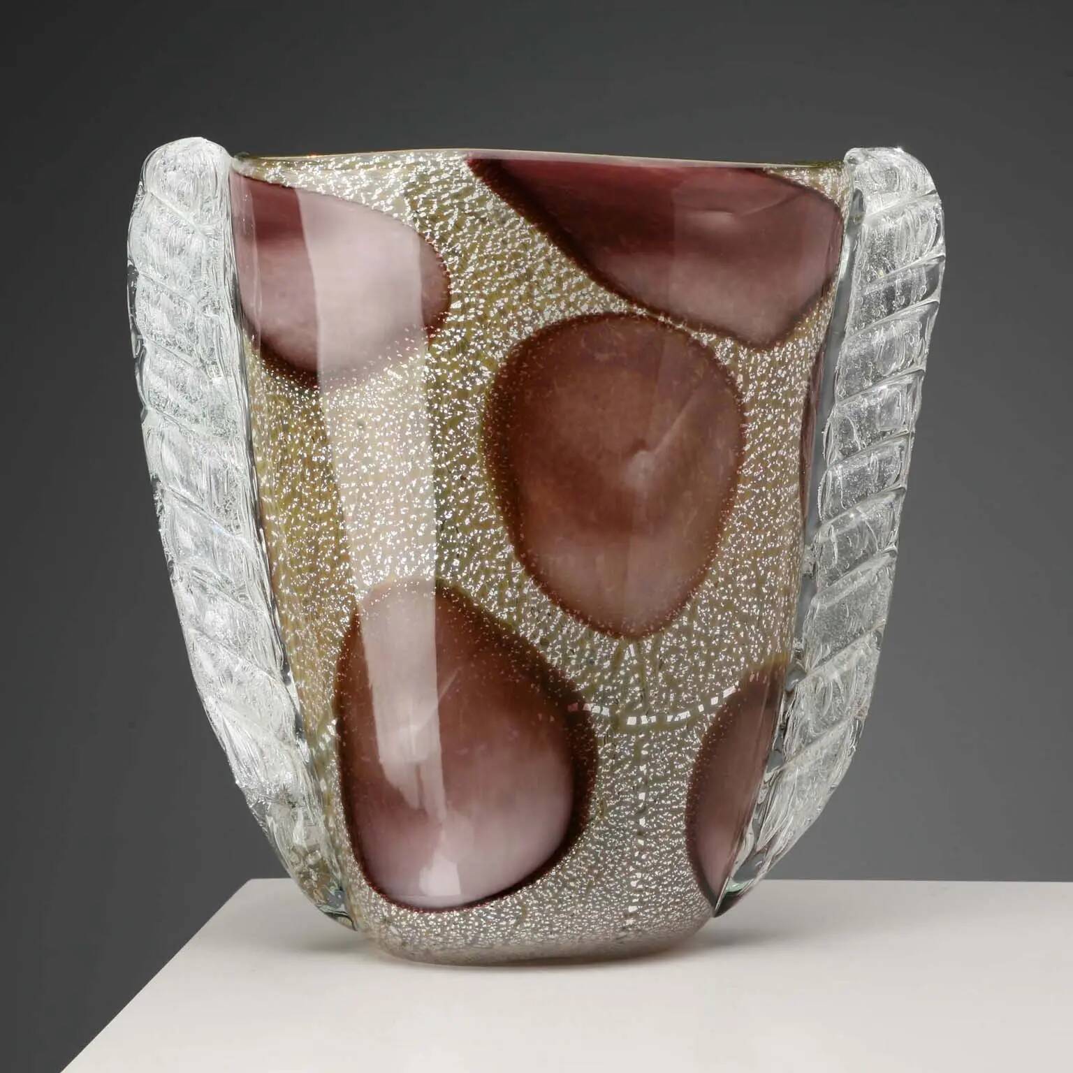 Vintage Murano glass vase, style E. Barovier, Italy, 20th Century