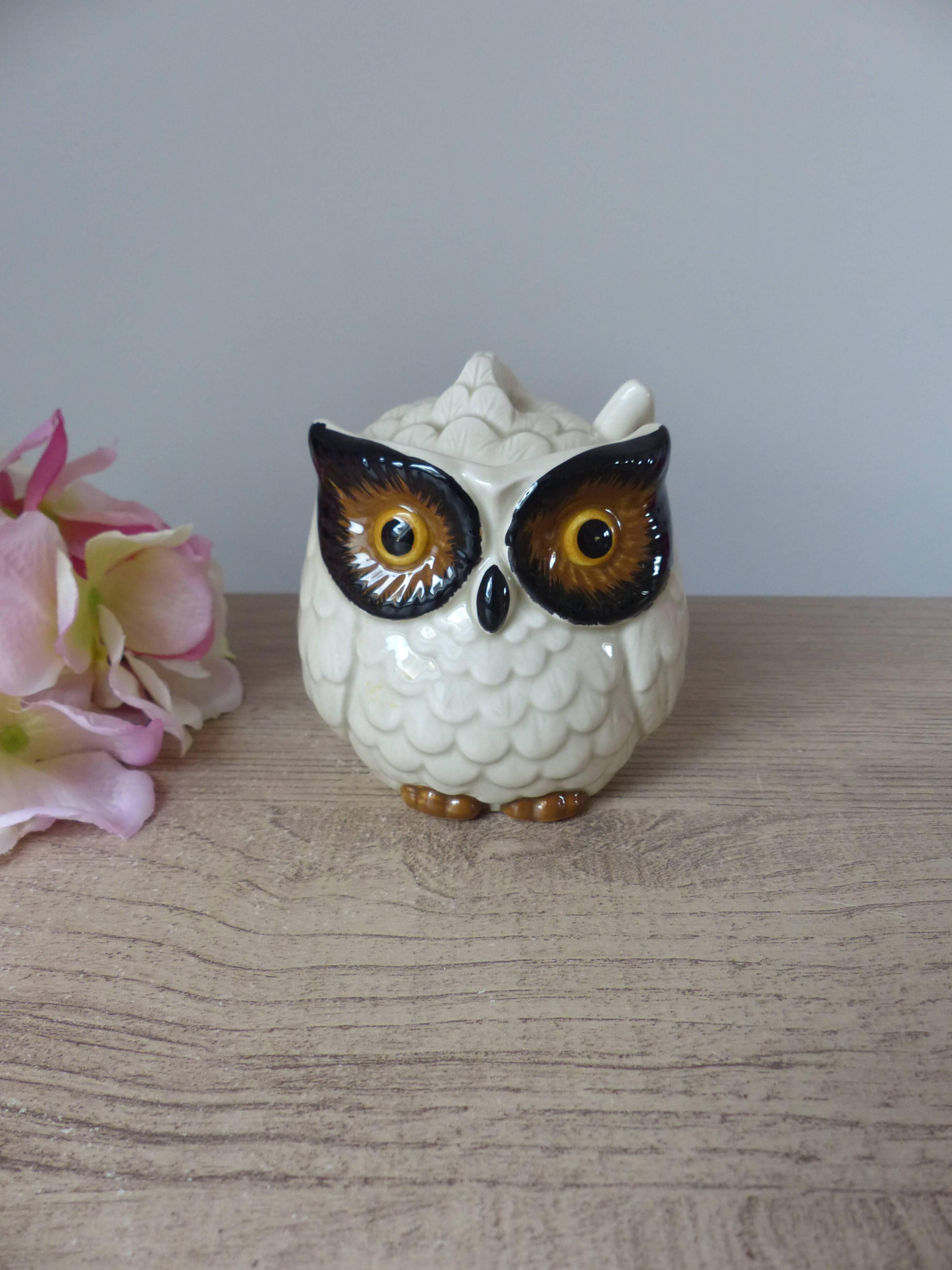 Vintage Ceramic Owl Sugar Bowl Made in Japan