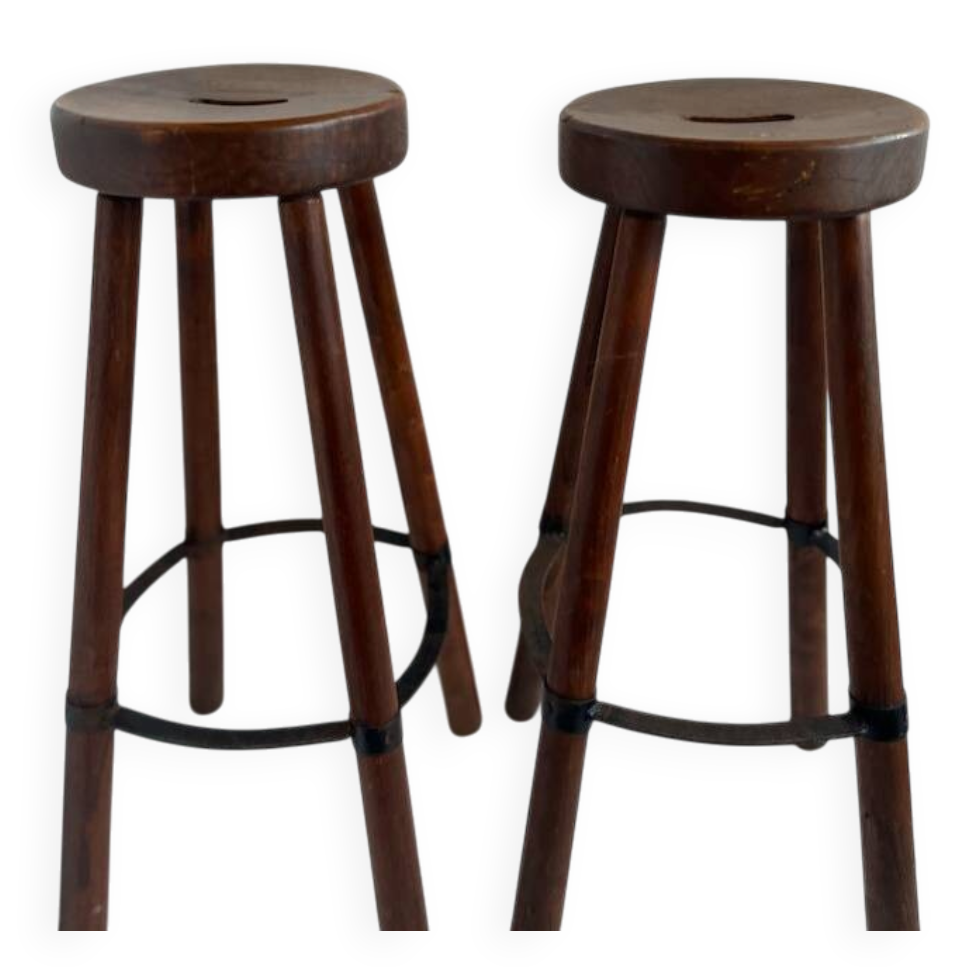 Paire de tabourets en bois massif