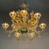 Venetian chandelier rezzonico in gilded Murano glass circa 1920