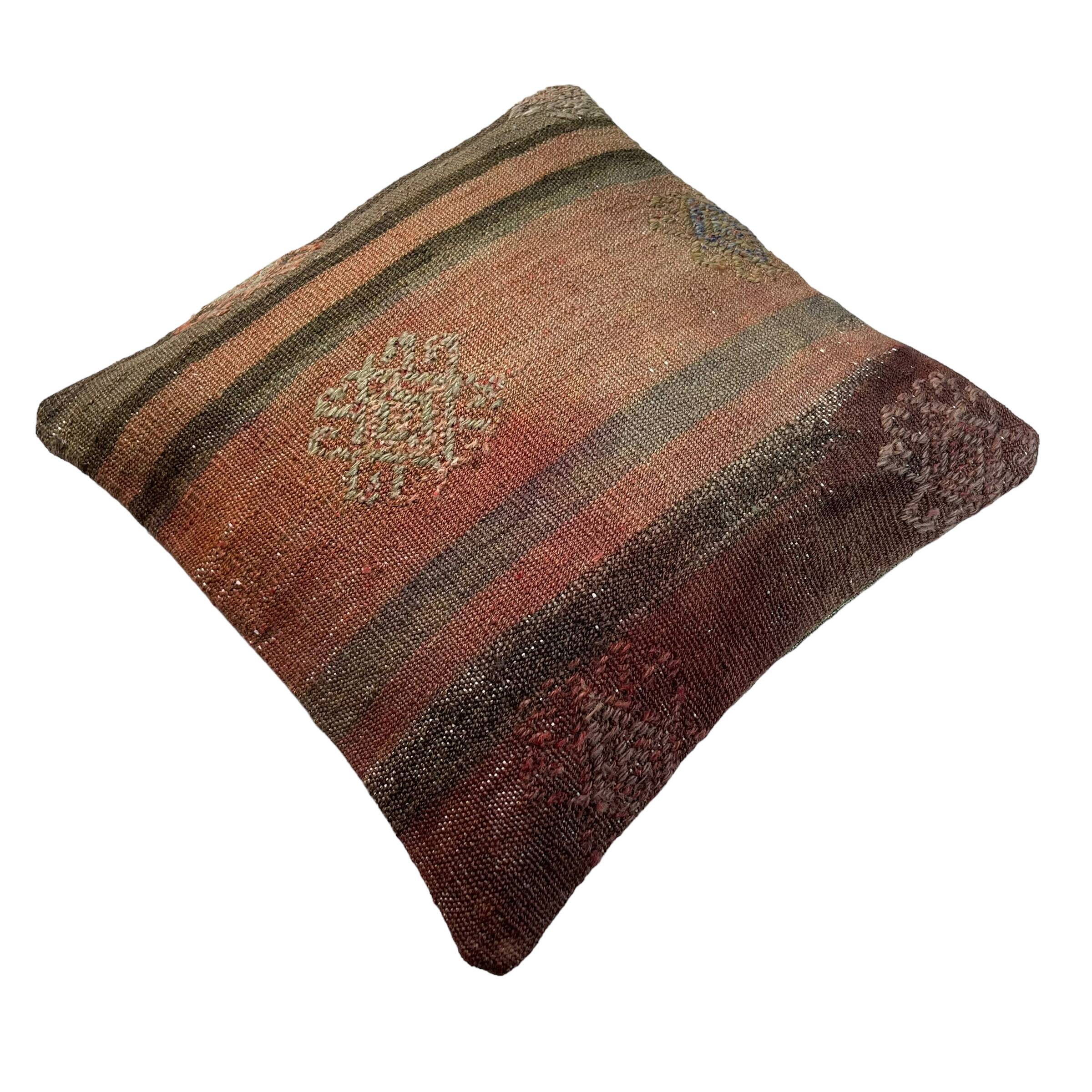 Housse de coussin kilim turc vintage, 40 x 40 cm