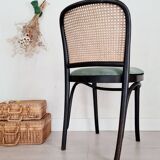 Chaises bistrot bois courbé noir, cannage et velours